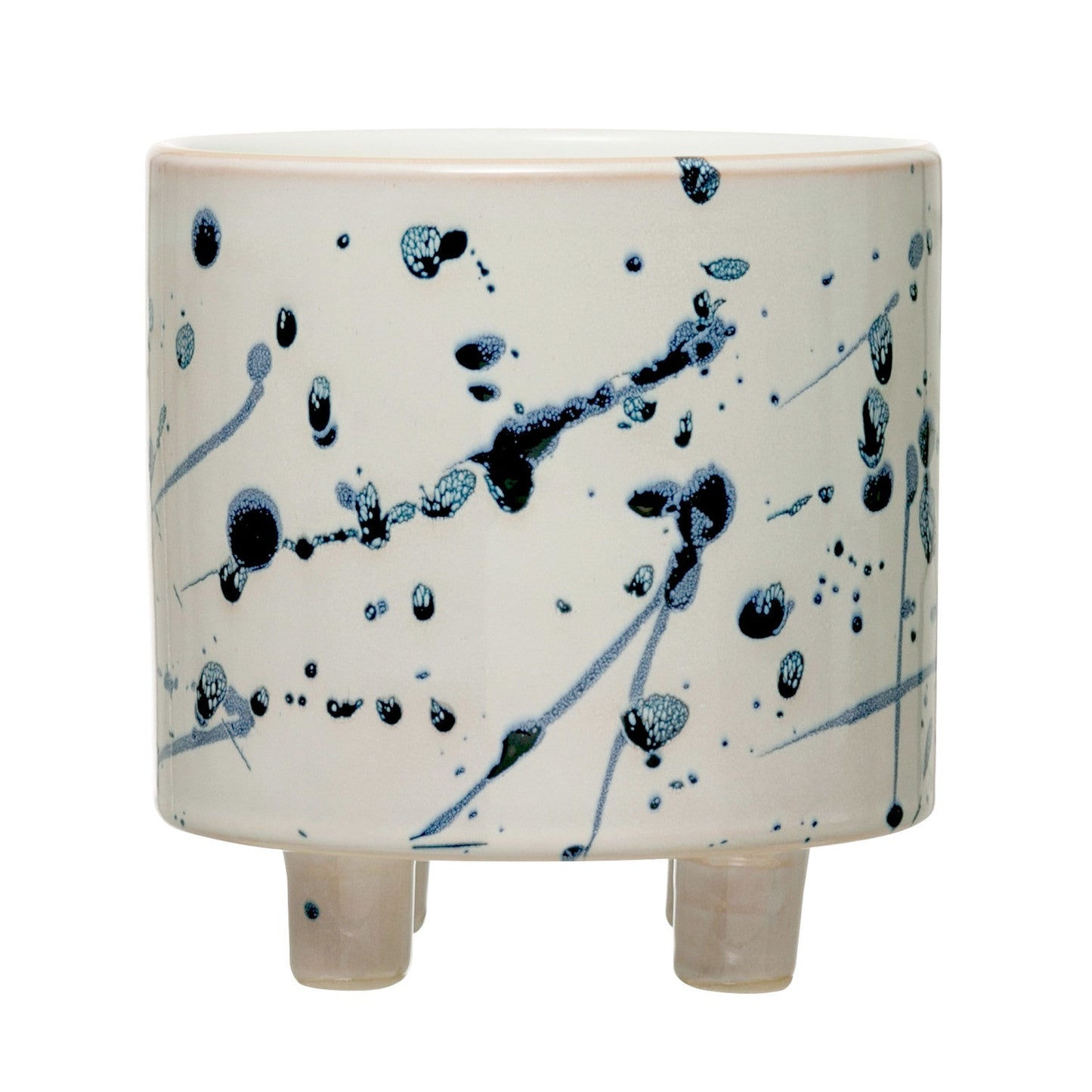 Footed Planter with Splatter Design