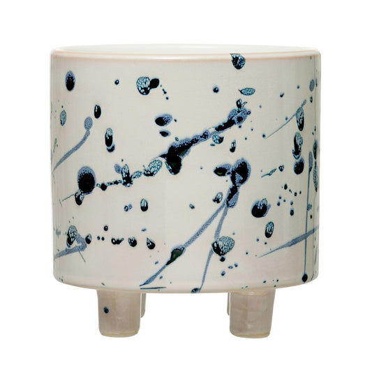 Footed Planter with Splatter Design
