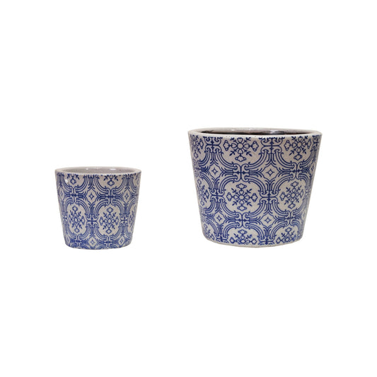 Navy + White Tile Planter